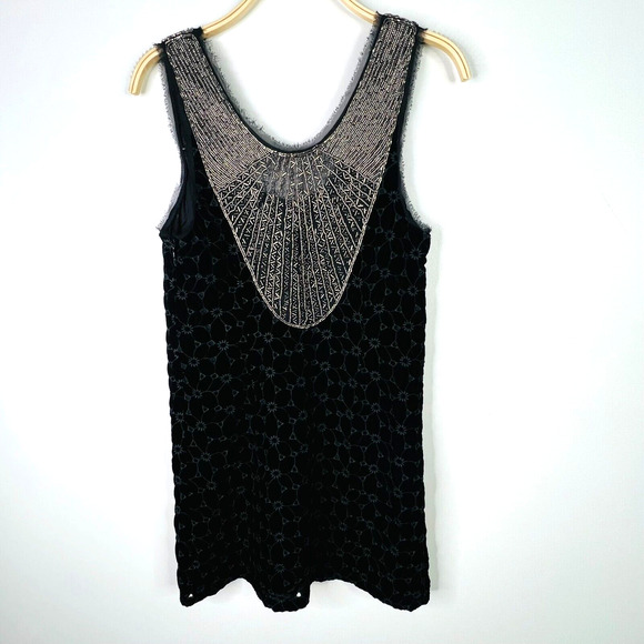 Free People Velvet Eyelet Beaded Shift Dress Size 4 - Picture 2 of 10